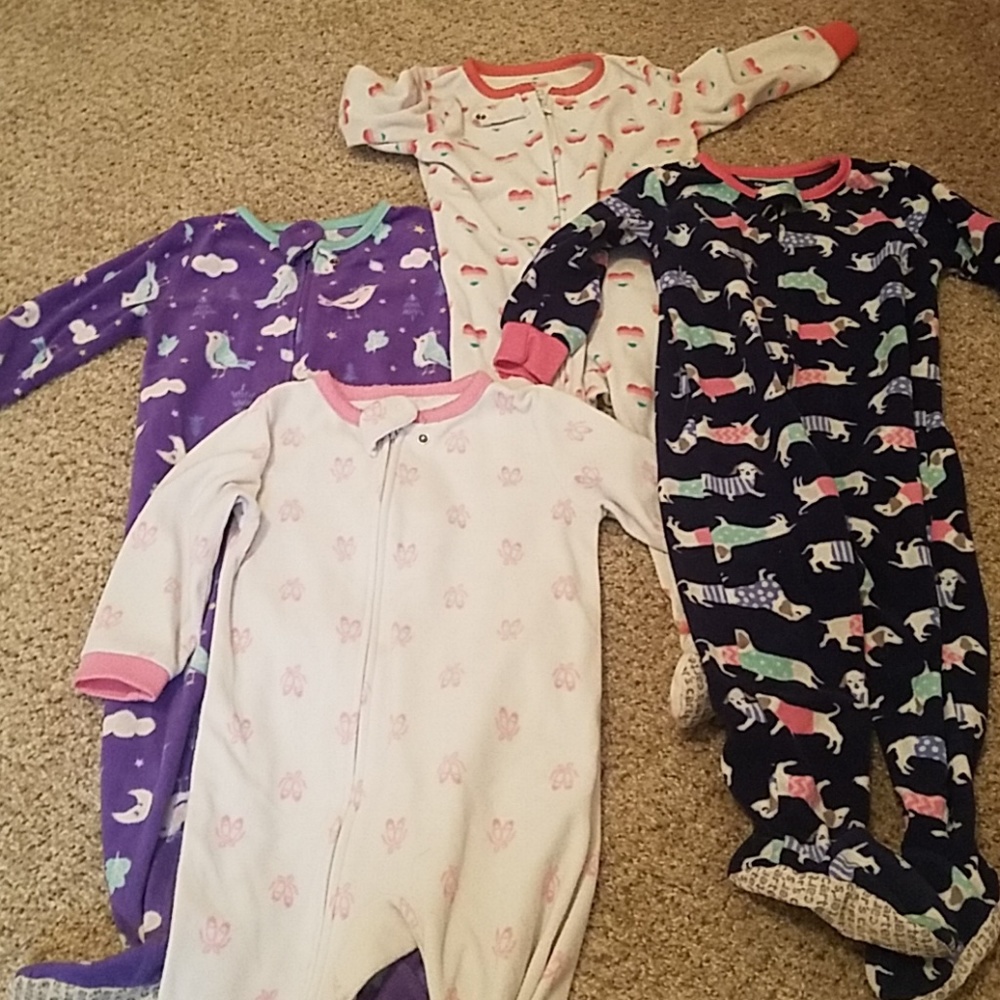 Four 18m Fleece footed sleepers